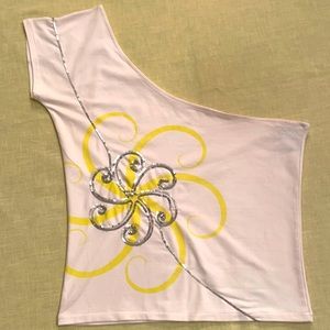 Original Versace Jeans Couture: One shoulder Crop Top, made in Italy